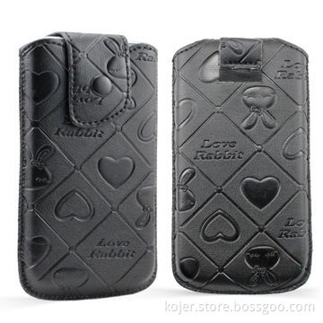 PU Leather Case with Retractable Pull-tab, Suitable for Apple's iPhone 4